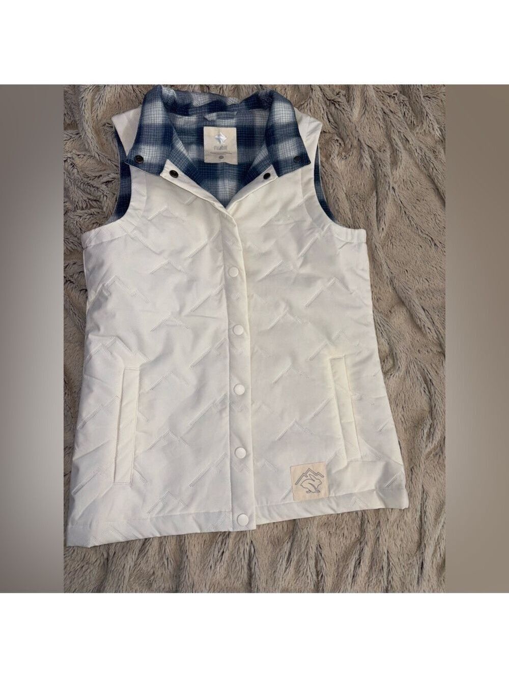 RABBIT Scandi Quilted Plaid Performance Running Vest Water Resistant Size XS